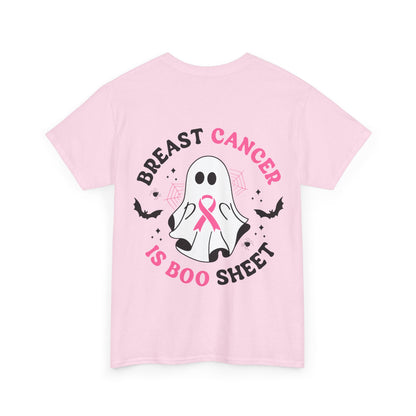 Cute Ghost Breast Cancer Awareness Tee | Unisex Heavy Cotton Tee, Halloween Shirt, Breast Cancer Support, Boo Sheet Tee, Gift for Her