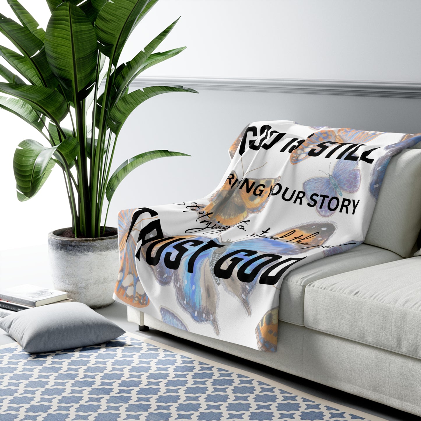 Inspirational Sherpa Fleece Blanket - "God is Still Writing Your Story"