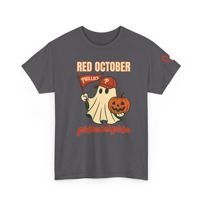 Red October Shirt, Spooky Season Apparel, Unisex Cotton T-Shirt, Fall Festival Wear