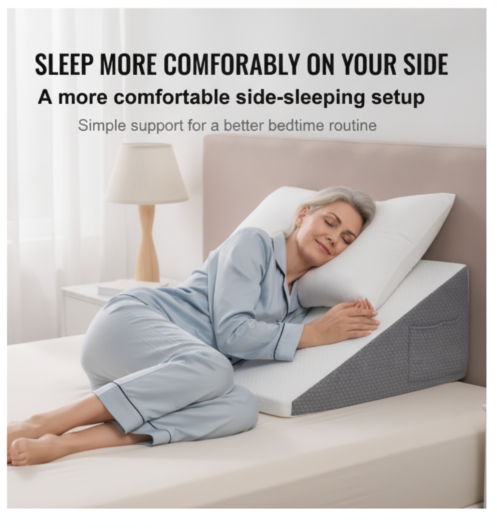 DreamWedge™ Side Sleeper Support Pillow.  SLEEP MORE COMFORTABLY!  Shippings Included!