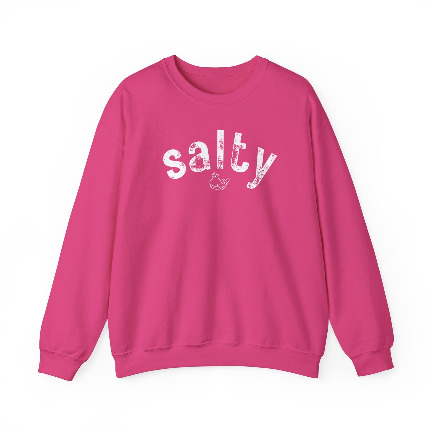 "salty"with tiny whale/ Crewneck Sweatshirt - Soft and Comfy for Relaxing Days by the Water