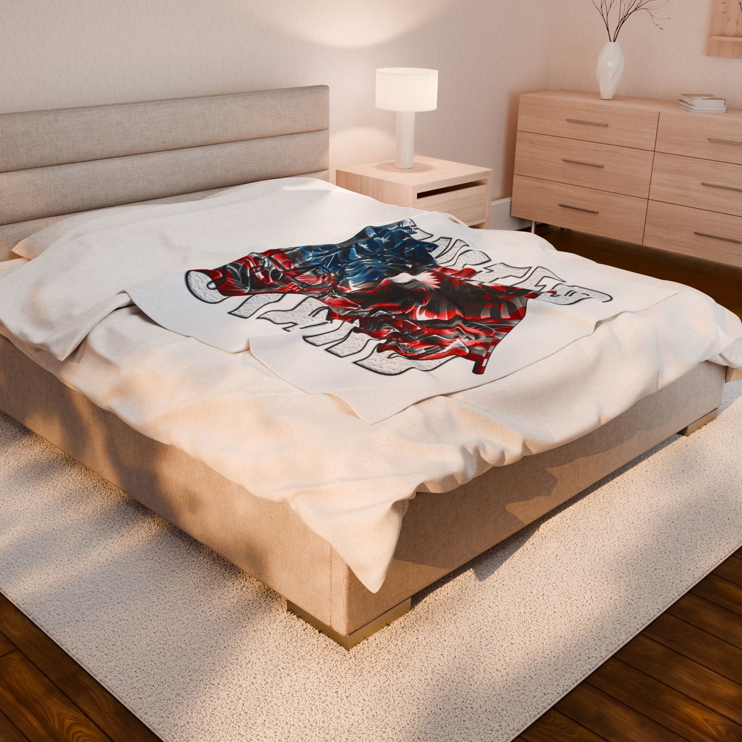 Patriotic Lightweight Velveteen Plush Blanket, Cozy Throw for Home Decor, Gift for Veterans, & Military, Warm Soft Blanket.