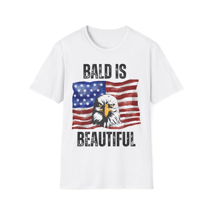 "BALD IS BEAUTIFUL" W/FLAG Unisex Softstyle T-Shirt