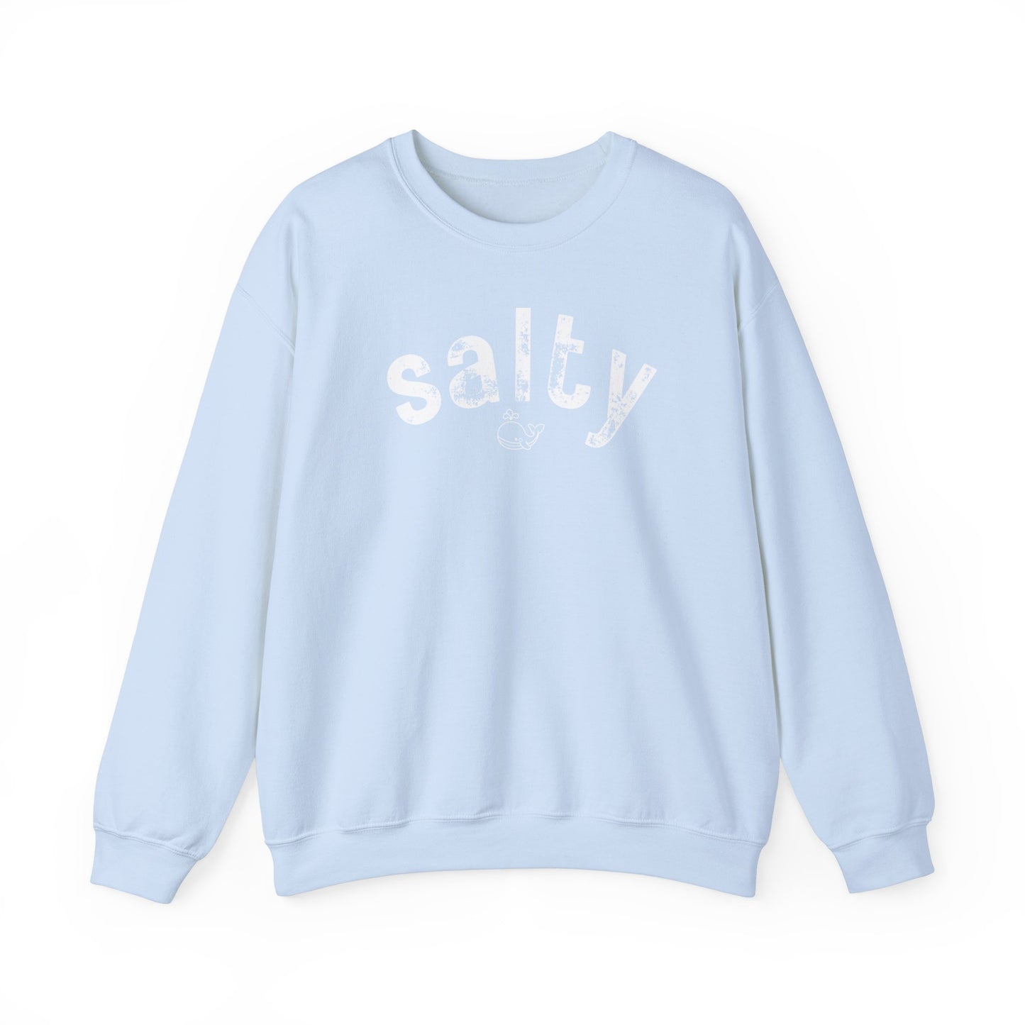 "salty"with tiny whale/ Crewneck Sweatshirt - Soft and Comfy for Relaxing Days by the Water