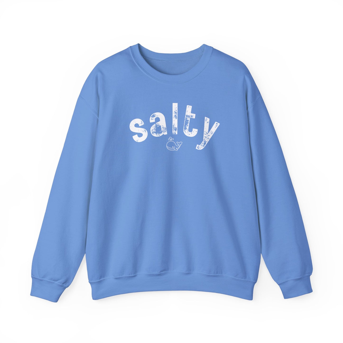 "salty"with tiny whale/ Crewneck Sweatshirt - Soft and Comfy for Relaxing Days by the Water