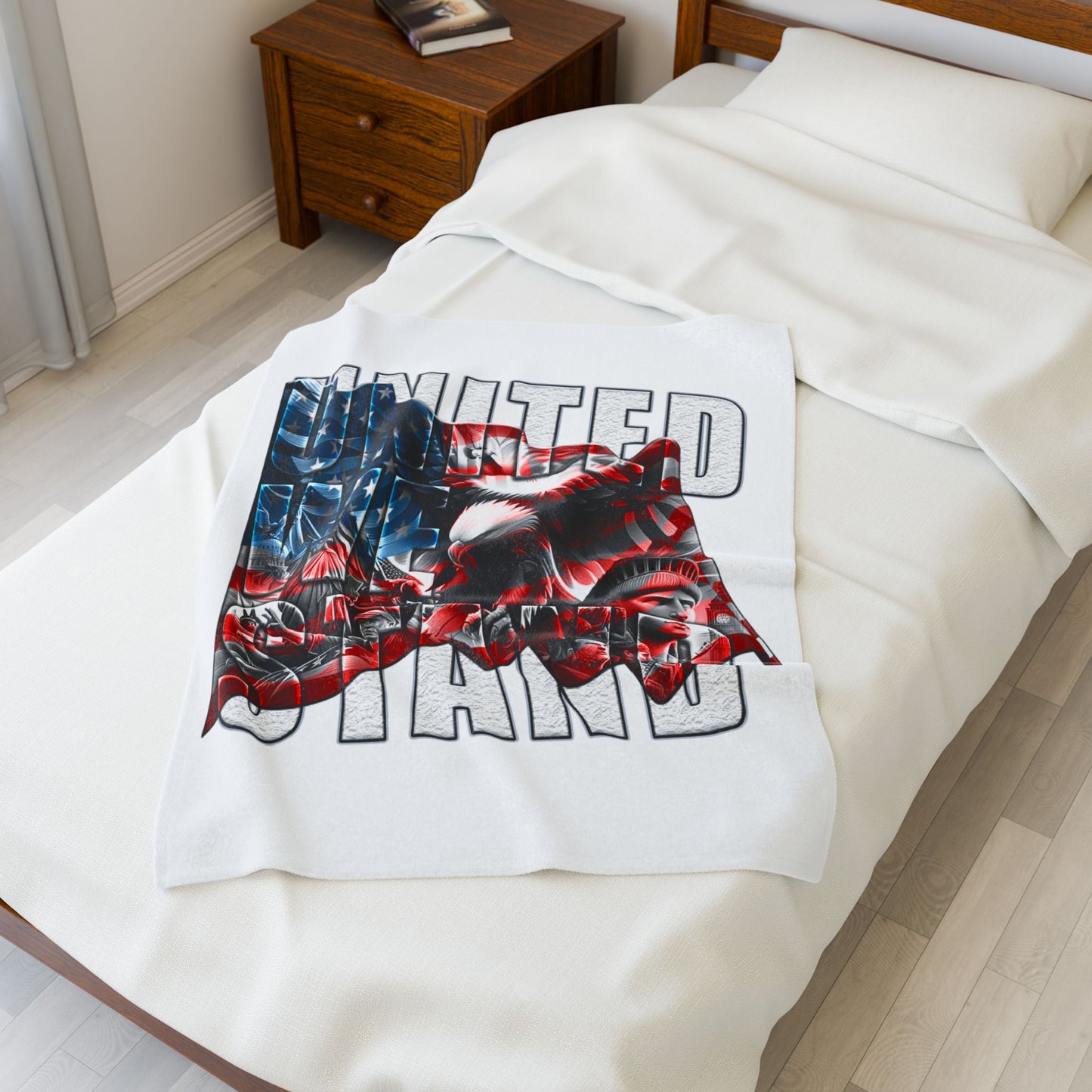 Patriotic Lightweight Velveteen Plush Blanket, Cozy Throw for Home Decor, Gift for Veterans, & Military, Warm Soft Blanket.
