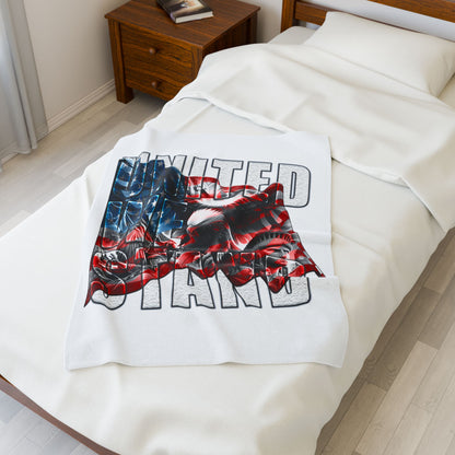 Patriotic Lightweight Velveteen Plush Blanket, Cozy Throw for Home Decor, Gift for Veterans, & Military, Warm Soft Blanket.