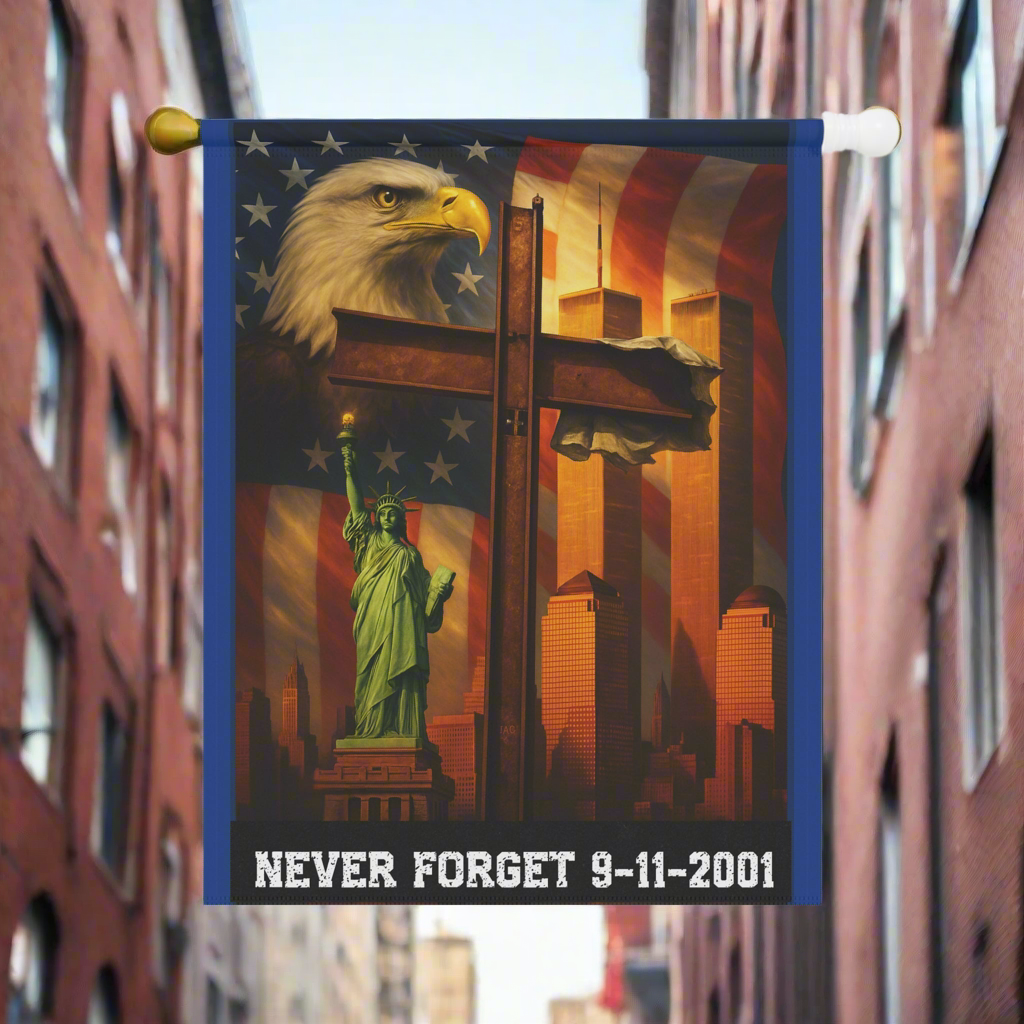 9/11 Memorial Flag – Never Forget 9-11-2001
