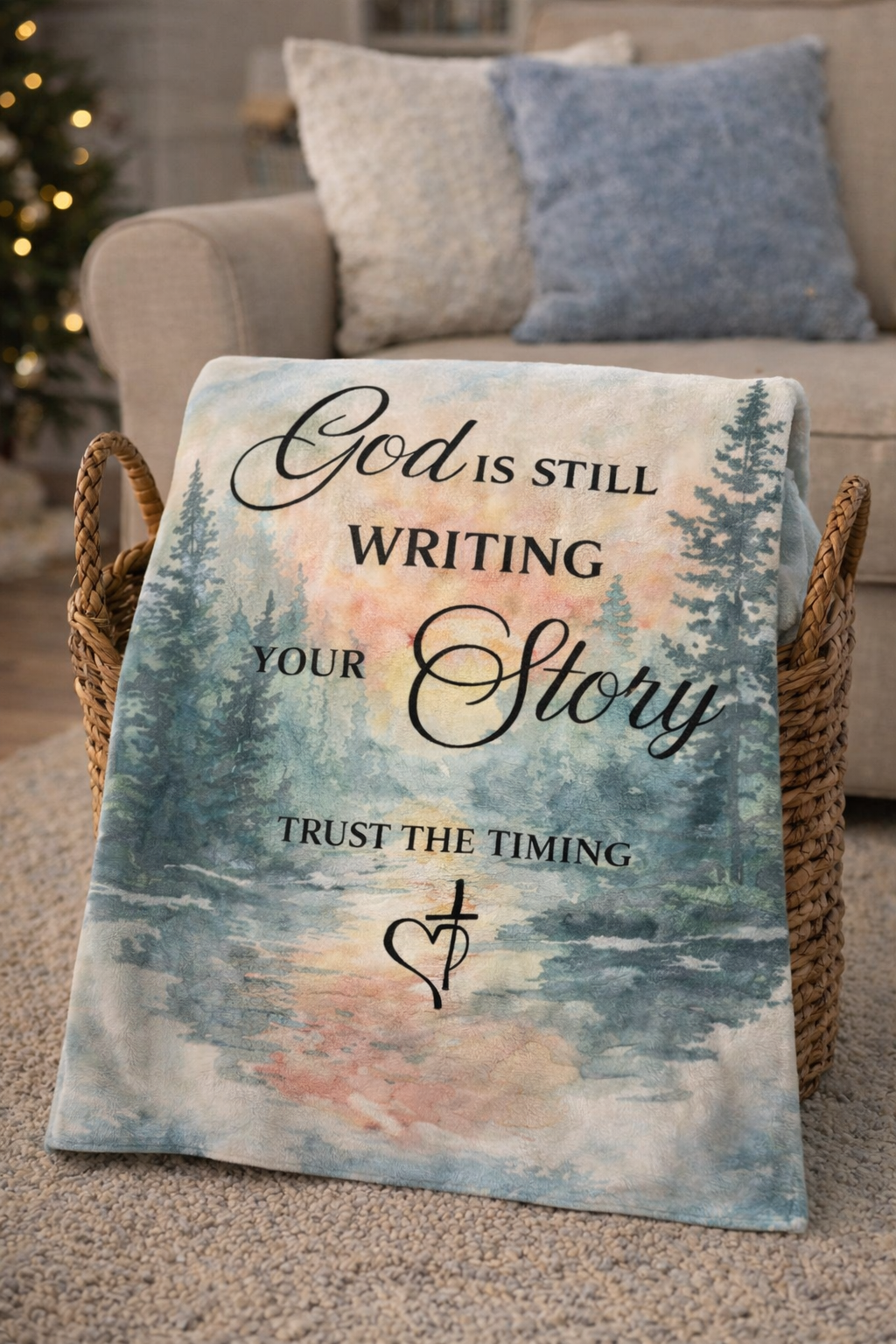 Inspirational Sherpa Blanket — "God Is Still Writing Your Story" Cozy Throw