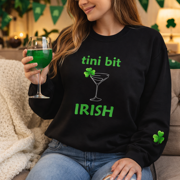 St. Patrick's 'Tini Bit Irish' Crewneck Sweatshirt — Shamrock Martini Design
