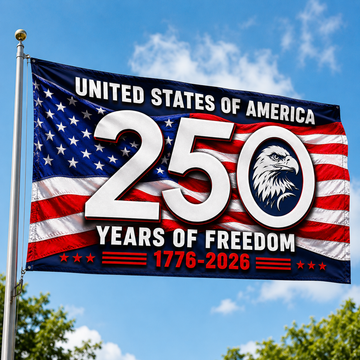 ❤️🤍💙United States of America 250th Anniversary Flag❤️🤍💙Celebrate the red, white & blue proudly. FREE SHIPPING Included❤️ PREMIUM Double-Sided Design  ❤️LARGE 3' x 5' Outdoor Flag ❤️ Fade & Weather Resistant  LIMITED 250th Anniversary Edition!❤️🤍💙