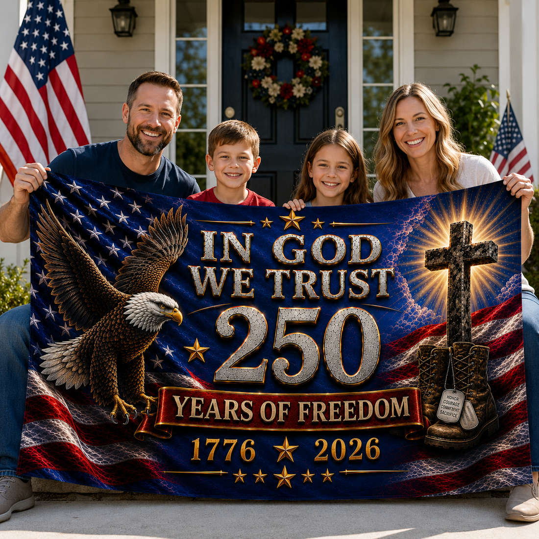 ❤️🤍💙In God We Trust – 250 Years of Freedom Flag (1776–2026)❤️🤍💙FREE SHIPPING Included❤️ PREMIUM Double-Sided Design  ❤️LARGE 3' x 5' Outdoor Flag ❤️ Fade & Weather Resistant  LIMITED 250th Anniversary Edition!❤️🤍💙