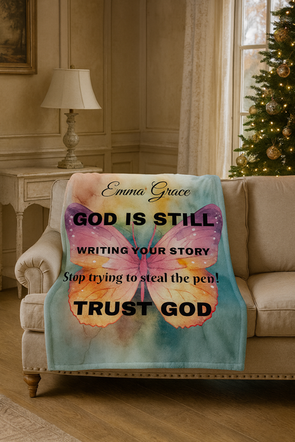 Personalized Sherpa Fleece Blanket/God Is Still Writing Your Story