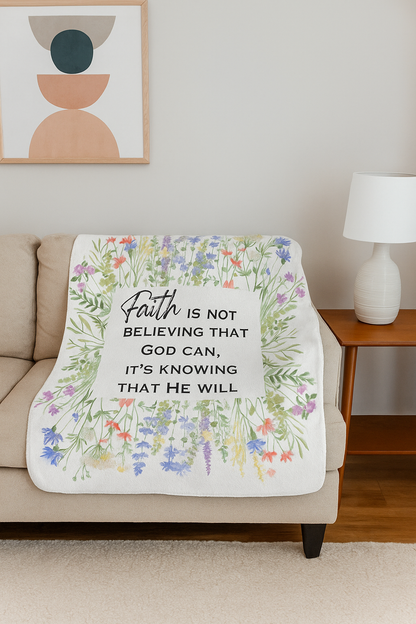 Floral Faith Sherpa Fleece Blanket