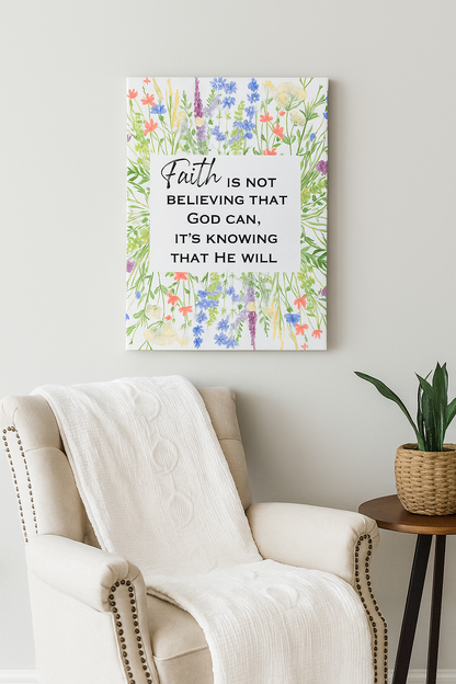 Floral "Faith" Canvas Wall Art