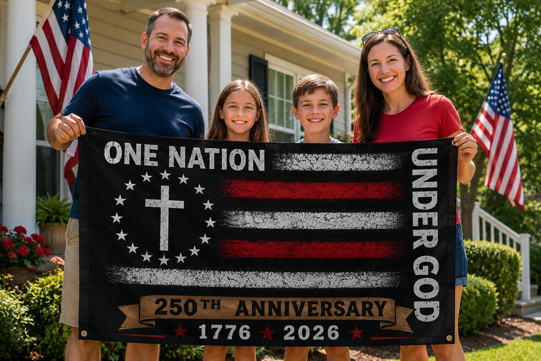 ❤️🤍💙Large 3’x5’❤️🤍💙One Nation Under God❤️🤍💙250th Anniversary Flag❤️🤍💙Double-Sided Patriotic Banner❤️🤍💙Free Shipping Included!  MADE TO ORDER IN THE USA!❤️🤍💙