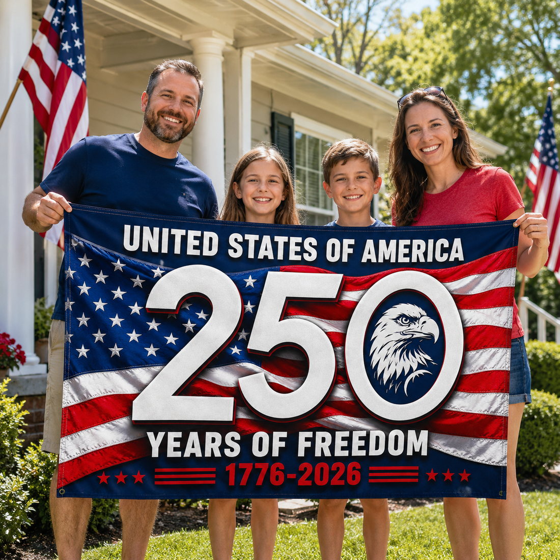 ❤️🤍💙United States of America 250th Anniversary Flag❤️🤍💙Celebrate the red, white & blue proudly. FREE SHIPPING Included❤️ PREMIUM Double-Sided Design  ❤️LARGE 3' x 5' Outdoor Flag ❤️ Fade & Weather Resistant  LIMITED 250th Anniversary Edition!❤️🤍💙