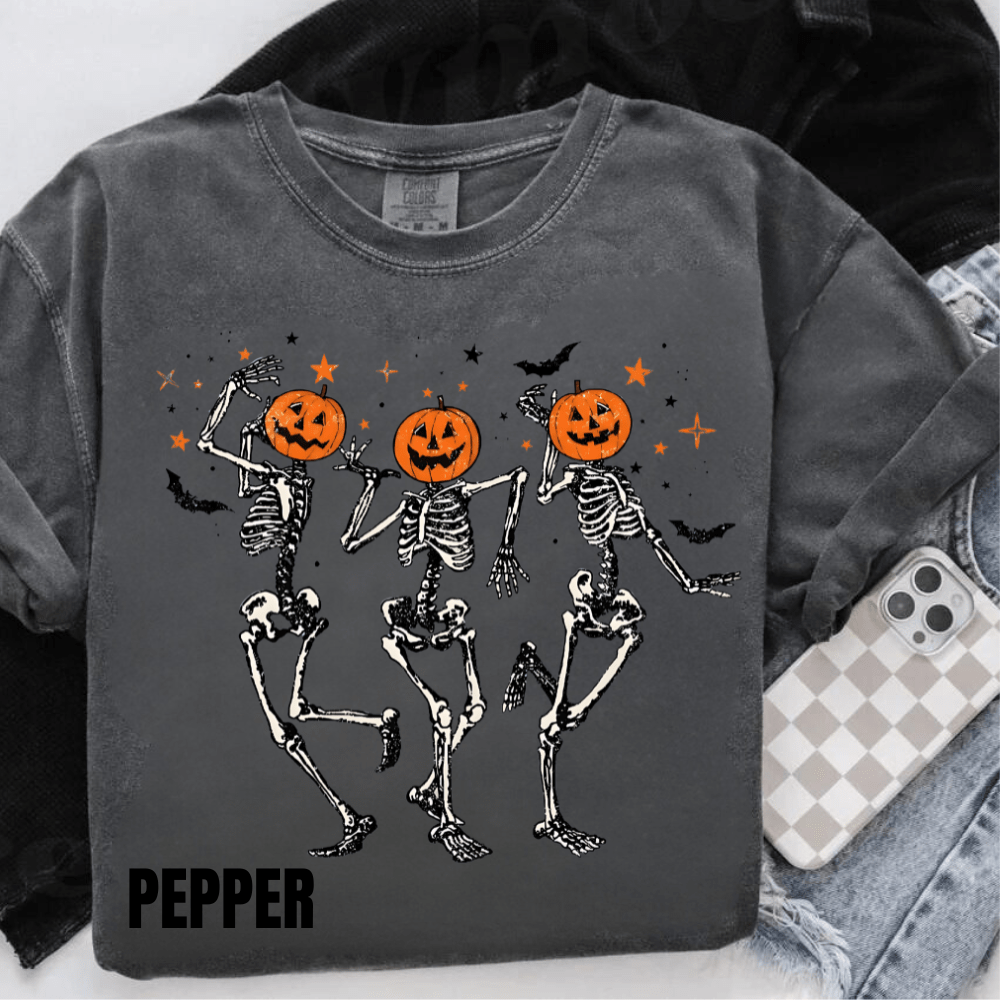 BACK IN STOCK!!! Dancing Skeleton/Comfort Colors dyed T-shirt