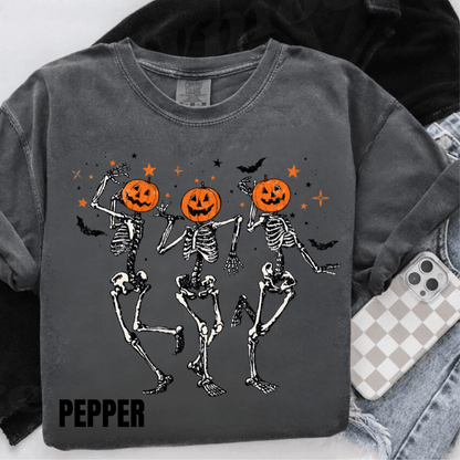 BACK IN STOCK!!! Dancing Skeleton/Comfort Colors dyed T-shirt