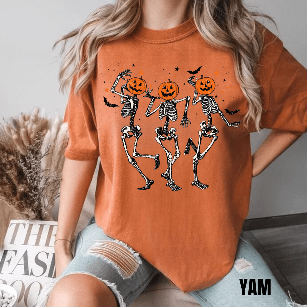 BACK IN STOCK!!! Dancing Skeleton/Comfort Colors dyed T-shirt