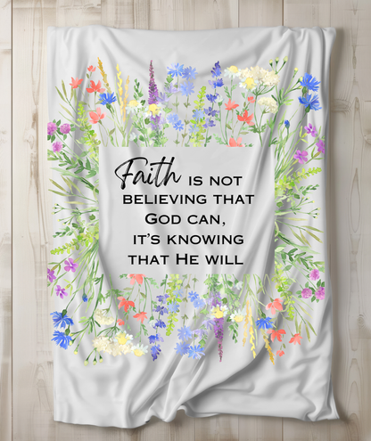 Floral Faith Sherpa Fleece Blanket