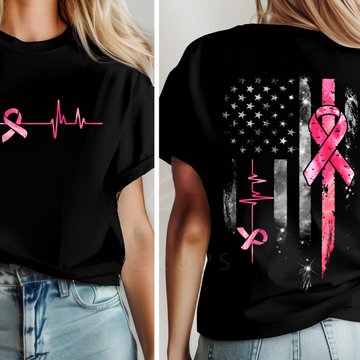 RESTOCKED!! Flag/Pink Ribbon Tee