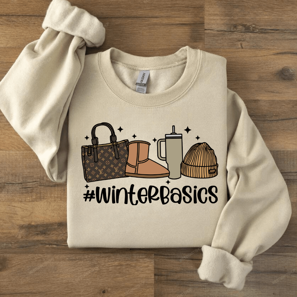 Winter Basics Crewneck Sweatshirt - #WINTERBASICS Cute Winter Comfy Collection Addition
