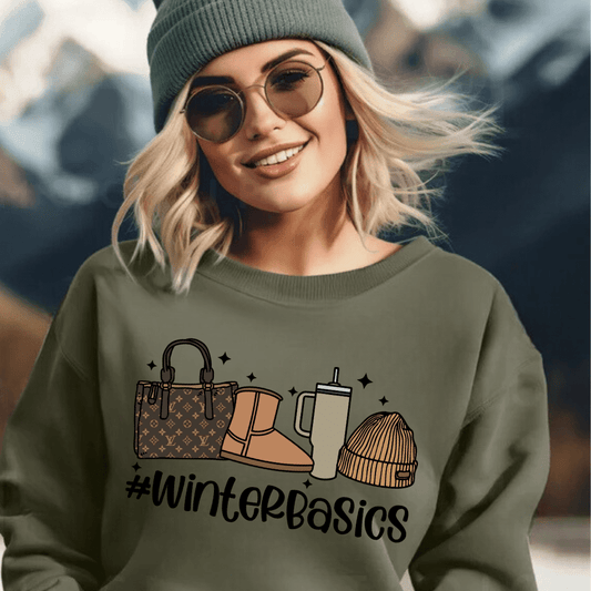 Winter Basics Crewneck Sweatshirt - #WINTERBASICS Cute Winter Comfy Collection Addition