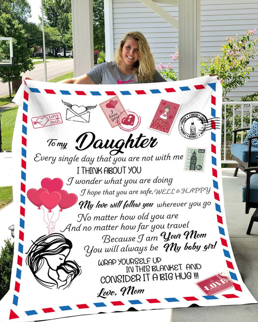 LETTER:To My Daughter, Love Mom Fleece Blanket|3 SIZES