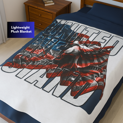 Patriotic Lightweight Velveteen Plush Blanket, Cozy Throw for Home Decor, Gift for Veterans, & Military, Warm Soft Blanket.
