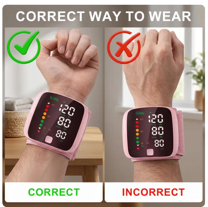Rechargeable Unisex Digital Wrist Band Blood Pressure Monitor for Home Users.