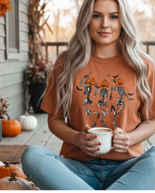 BACK IN STOCK!!! Dancing Skeleton/Comfort Colors dyed T-shirt