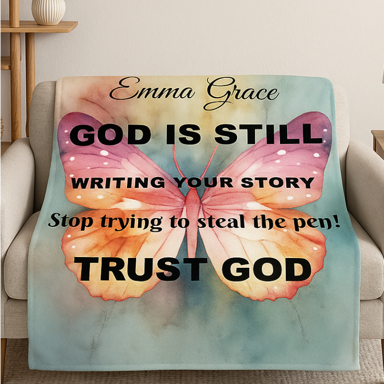 Personalized Sherpa Fleece Blanket/God Is Still Writing Your Story