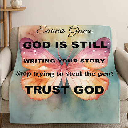 Personalized Sherpa Fleece Blanket/God Is Still Writing Your Story
