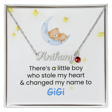 Custom Name Necklace w/Birthstone/New Grandmom/GIGI