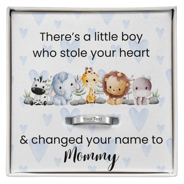 There's a little boy that stole your heart ---Custom Engraved Band/Choose RING SIZE, FINISH and PERSONALIZED TEXT below.