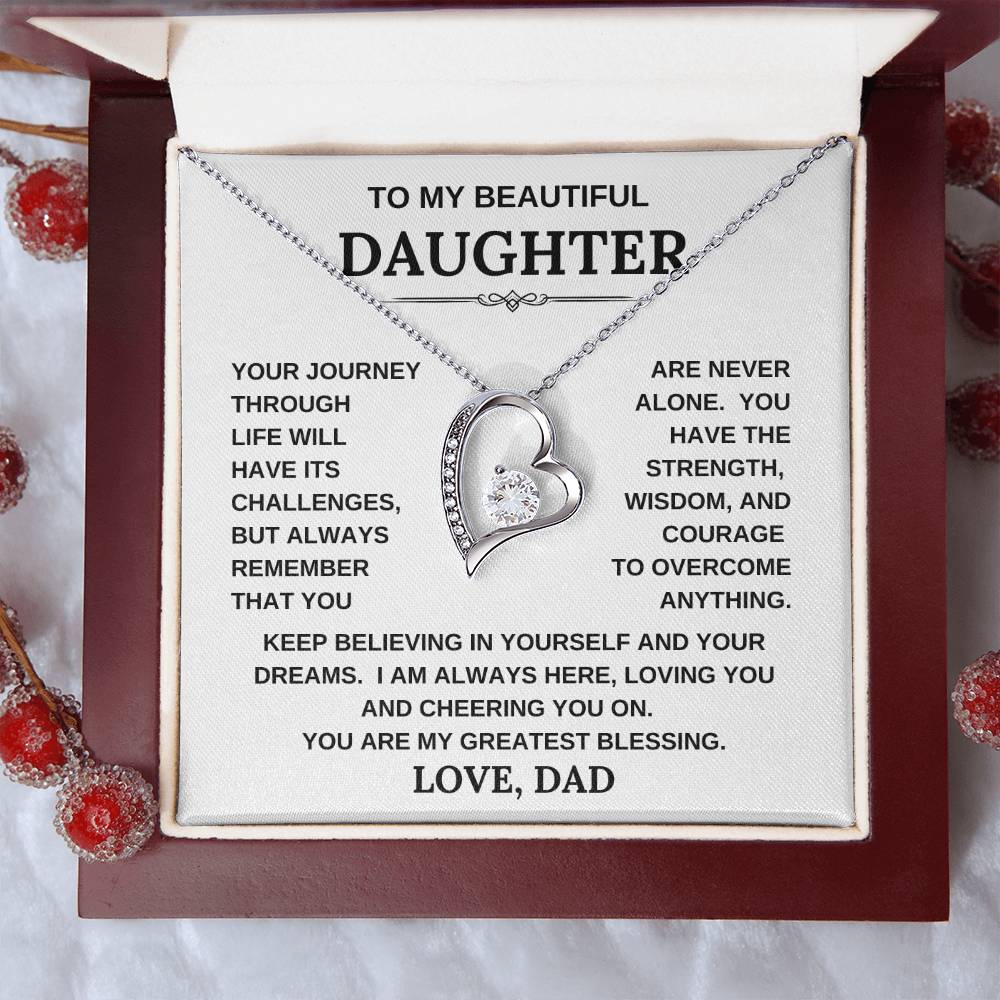 To My Beautiful Daughter, Love Dad/Forever Love Necklace