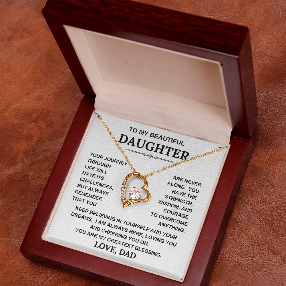 To My Beautiful Daughter, Love Dad/Forever Love Necklace