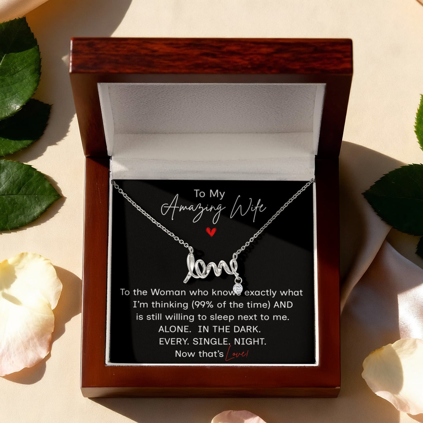 :New Design:  Dainty "Love" Necklace w/ Message Card and Gift Box