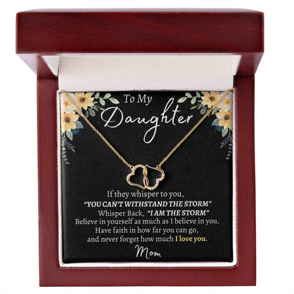 To My Daughter/"I Am The Storm"/Solid Gold Hearts w/Diamonds Necklace