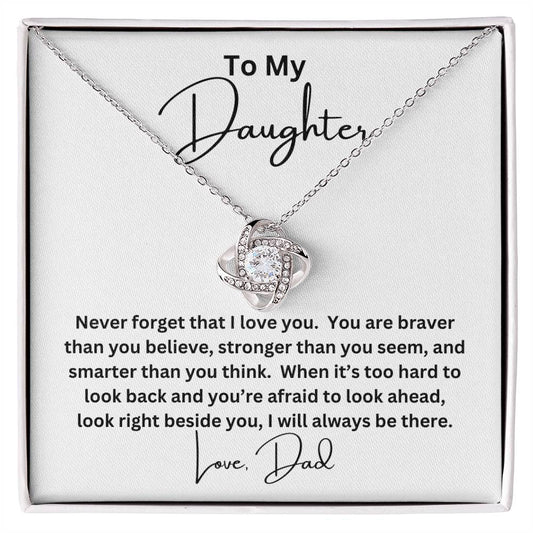 To My Daughter/Love Dad/Love Knot Necklace