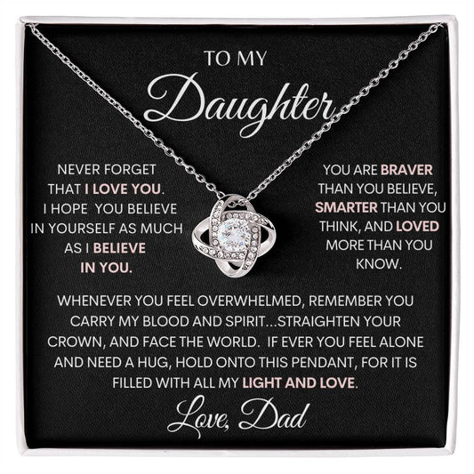 To My Daughter/Love, Dad/Love Knot Necklace