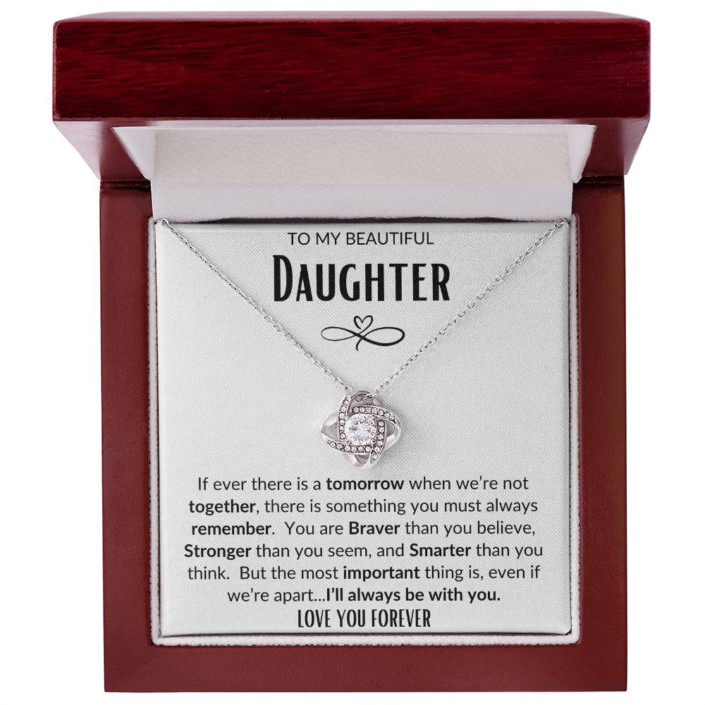 To My Beautiful Daughter/Love You Forever/Love Knot Necklace