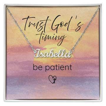 "SUNRISE"✨ Trust God's Timing – CUSTOM Name Necklace ✨Available in polished stainless steel or 18K yellow gold finish.