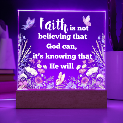 "FAITH"/Beautiful Square Acrylic LED Plaque