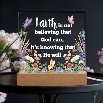 "FAITH"/Beautiful Square Acrylic LED Plaque