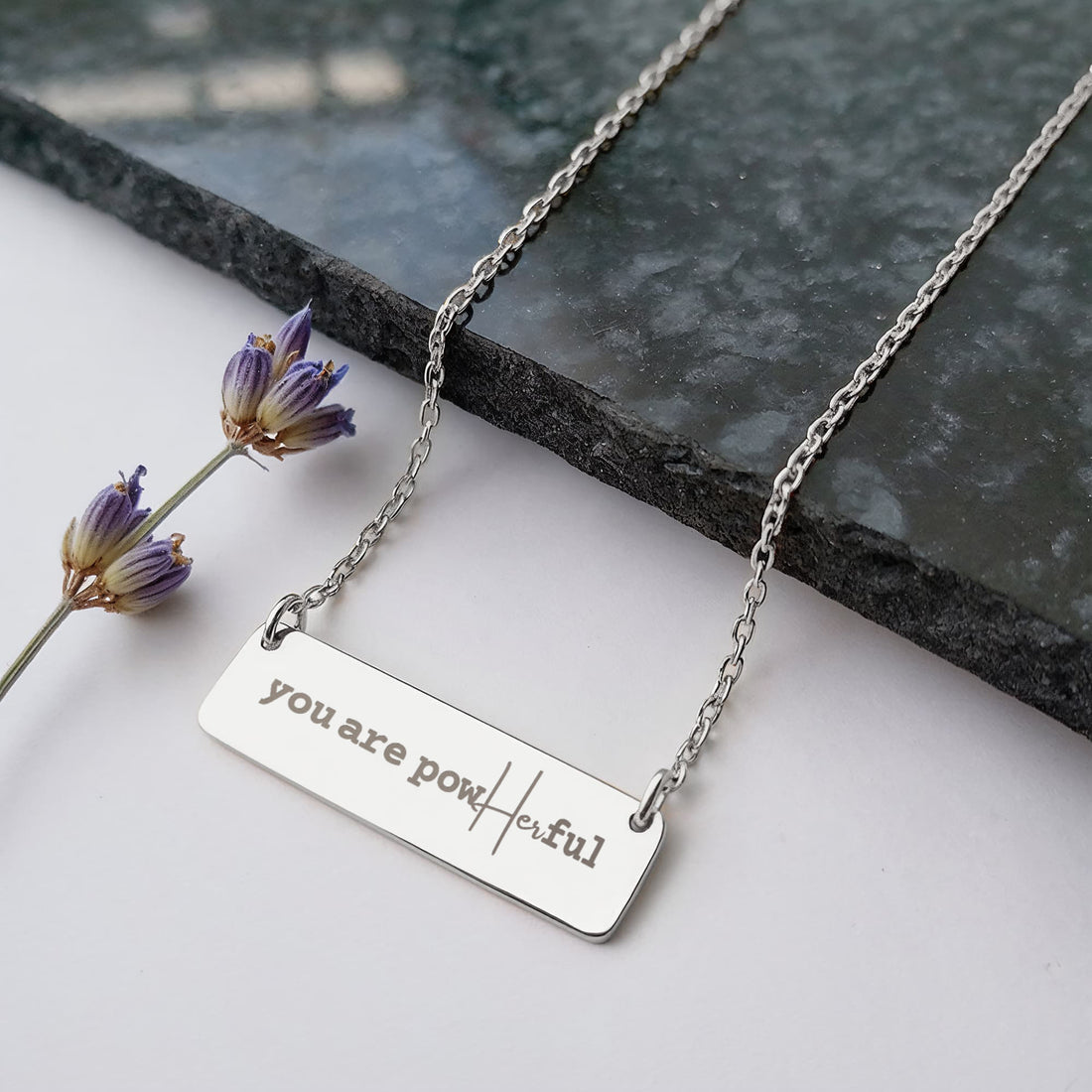 you are powHERful | Horizontal Bar Necklace