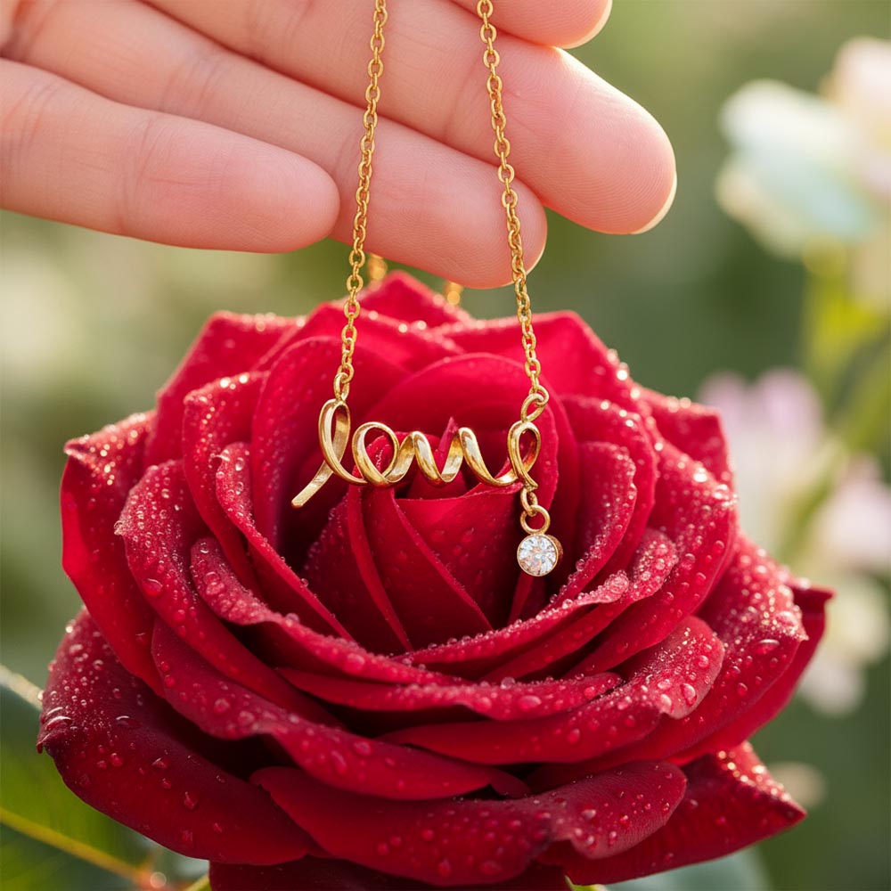 :New Design:  Dainty "Love" Necklace w/ Message Card and Gift Box