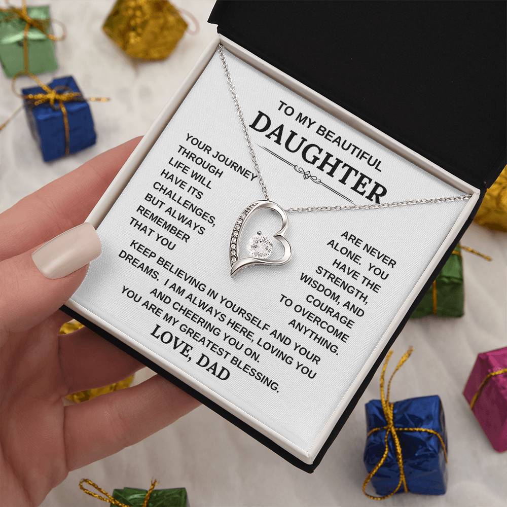 To My Beautiful Daughter, Love Dad/Forever Love Necklace