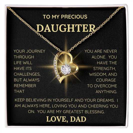 To My Precious Daughter, Love Dad/Gold Forever Love Necklace